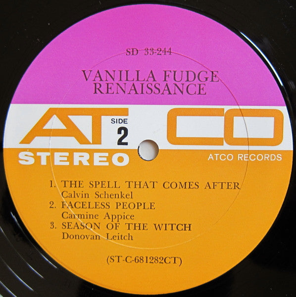Vanilla Fudge - Renaissance - VG+ LP Record 1968 ATCO Purple Gold Label USA Original Vinyl - Psychedelic Rock - Shuga Records