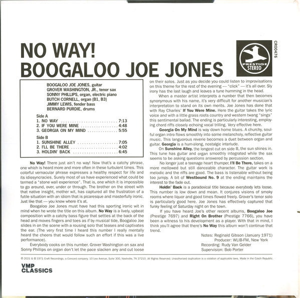 Boogaloo Joe Jones - No Way! (1971) - New LP Record 2022 Prestige Vinyl Me Please Club 180 gram Vinyl - Jazz-Funk / Soul-Jazz - Shuga Records