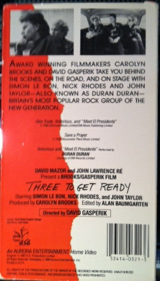 Duran Duran - Three To Get Ready - New VHS Tape 1990 Aurora Entertainment USA - Pop Rock / Synth-pop - Shuga Records
