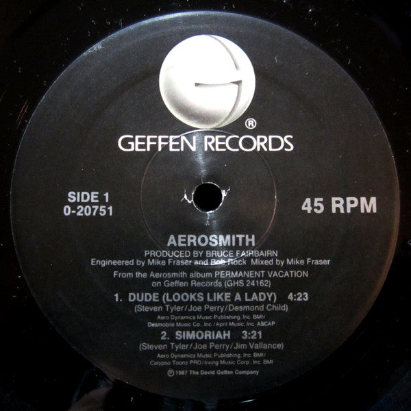 Aerosmith - Dude (Looks Like A Lady) - Mint- 12" Single Record 1987 Geffen USA Original Promo Vinyl - Pop Rock - Shuga Records