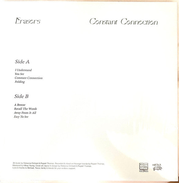 Erasers - Constant Connection - Mint- LP Record 2022 Fire Talk NIGHT SCHOOL Australia Green Vinyl - Indie Pop / Ambient / Experimental / Psychedelic - Shuga Records