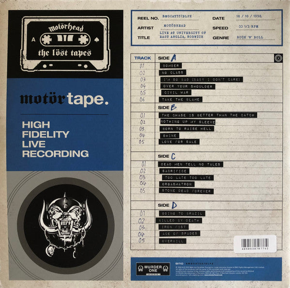 Motorhead - The Lost Tapes Vol. 2 (Live In Norwich 1998) - New 2 LP Record Store Day 2022 BMG RSD Murder One Blue Vinyl - Hard Rock / Metal / Rock & Roll - Shuga Records