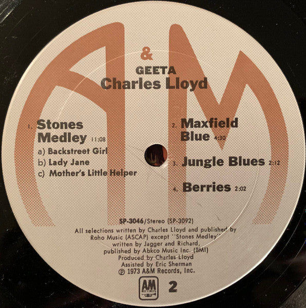 Charles Lloyd - Geeta - Mint- LP Record 1973 A&M USA Original Vinyl - Jazz / Fusion / Modal / Jazz-Funk - Shuga Records