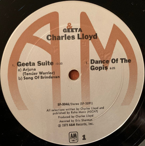 Charles Lloyd - Geeta - Mint- LP Record 1973 A&M USA Original Vinyl - Jazz / Fusion / Modal / Jazz-Funk - Shuga Records