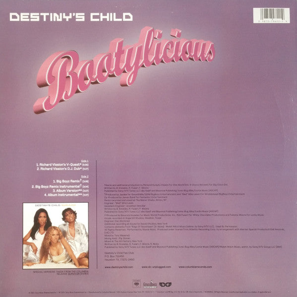 Destiny's Child - Bootylicious - VG+ 12" Single Record 2001 Columbia USA Promo Vinyl - R&B / Pop Rap / House - Shuga Records