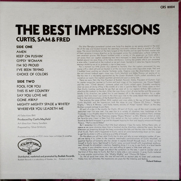 The Impression - The Best Impressions... Curtis, Sam & Fred - Mint- LP Record 1970 Curtom USA Original Vinyl - Soul - Shuga Records