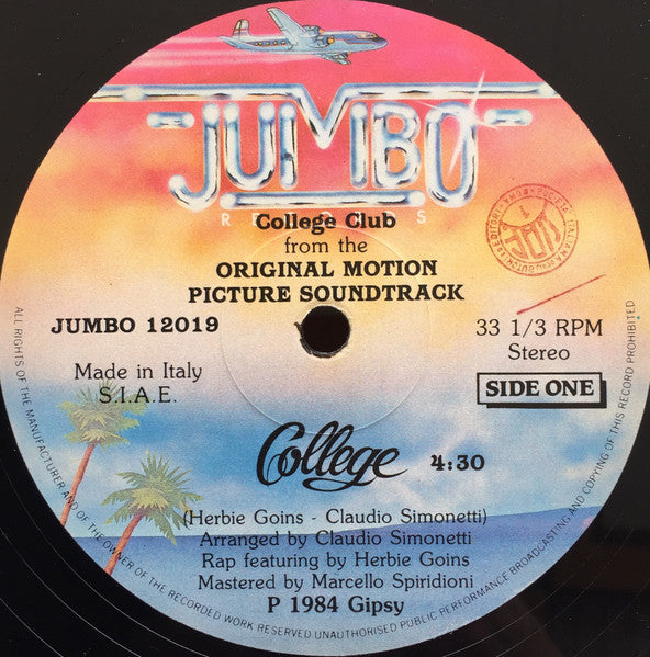 College Club - College - VG+ 12" Single Record 1984 Jumbo Italy Vinyl - Italo-Disco - Shuga Records