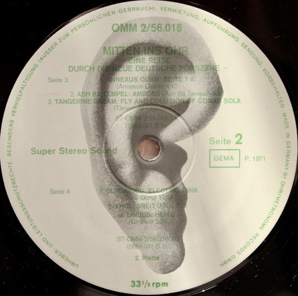 Various - Mitten Ins Ohr - Mint- 2 LP Record 1971 Ohr Germnay Vinyl - Krautrock / Berlin-School / Prog / Avantgarde - Shuga Records