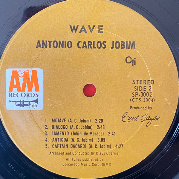 Antonio Carlos Jobim - Wave - VG+ LP Record 1967 CTI A&M Stereo USA RARE Terre Haute Red Cover Original Vinyl - Jazz / Bossa Nova / Latin Jazz - Shuga Records