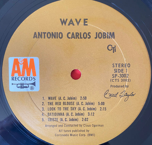 Antonio Carlos Jobim - Wave - VG+ LP Record 1967 CTI A&M Stereo USA RARE Terre Haute Red Cover Original Vinyl - Jazz / Bossa Nova / Latin Jazz - Shuga Records