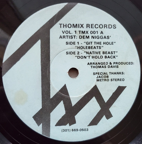 Dem Niggas - Thomix Records Vol. 1 (1987) - VG- (lower grade) 12" Record 1988 Thommix USA Vinyl - Chicago House / Deep House - Shuga Records