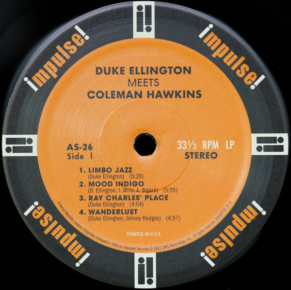 Duke Ellington Meets Coleman Hawkins – Duke Ellington Meets Coleman Hawkins (1963) - Mint- LP Record 2022 Impulse! Stereo 180 gram Vinyl - Jazz / Swing - Shuga Records