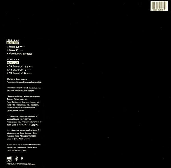 Janet Jackson – Black Cat - VG+ 12" Single Record 1990 A&M USA Vinyl - Pop / Soul / New Jack Swing - Shuga Records