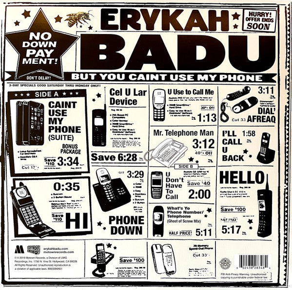 Erykah Badu - But You Caint Use My Phone (2015) - VG+ LP Record 2022 Motown USA Purple Vinyl - Neo Soul / R&B