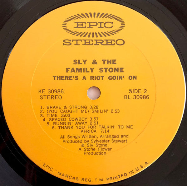 Sly & The Family Stone - There's A Riot Goin' On - VG+ LP Record 1971 Epic USA Original Vinyl, Inner & Insert- Soul / Funk - Shuga Records