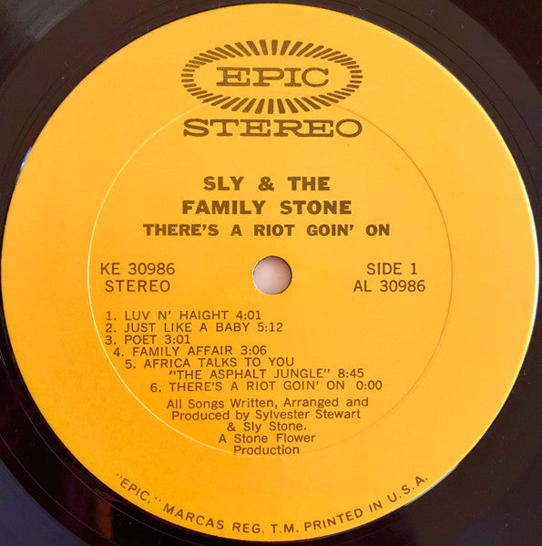 Sly & The Family Stone - There's A Riot Goin' On - VG+ LP Record 1971 Epic USA Original Vinyl, Inner & Insert- Soul / Funk - Shuga Records