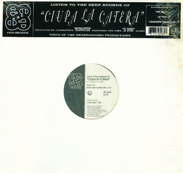 Voice Of The Underground - Ciupa La Catera - VG+ 12" Single Record 1995 Empire State USA Vinyl - House / Garage House