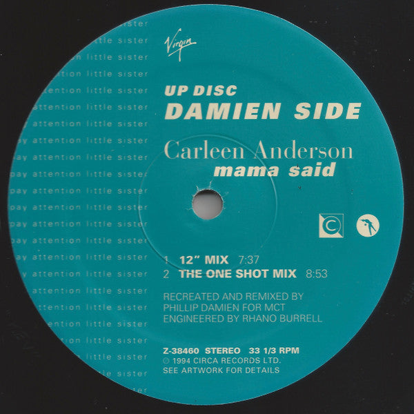 Carleen Anderson - Mama Said (Phillip Damien & K-Klass Remixes) - Mint- 2x 12" Single Record 1994 Circa Virgin USA Vinyl - Deep House / Garage House - Shuga Records
