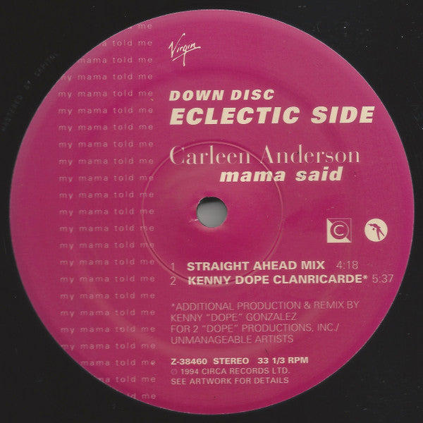 Carleen Anderson - Mama Said (Phillip Damien & K-Klass Remixes) - Mint- 2x 12" Single Record 1994 Circa Virgin USA Vinyl - Deep House / Garage House - Shuga Records