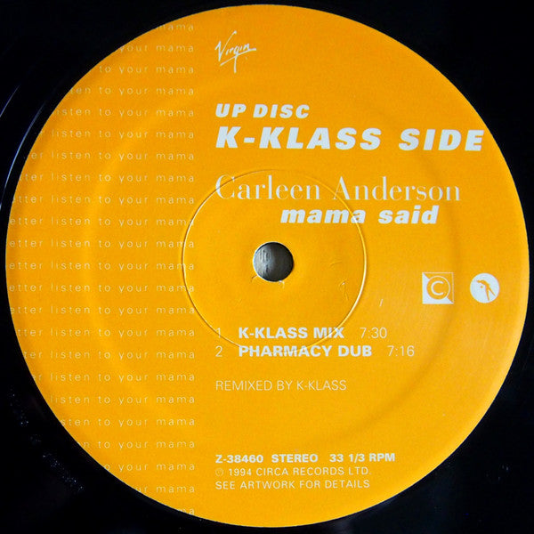 Carleen Anderson - Mama Said (Phillip Damien & K-Klass Remixes) - Mint- 2x 12" Single Record 1994 Circa Virgin USA Vinyl - Deep House / Garage House - Shuga Records