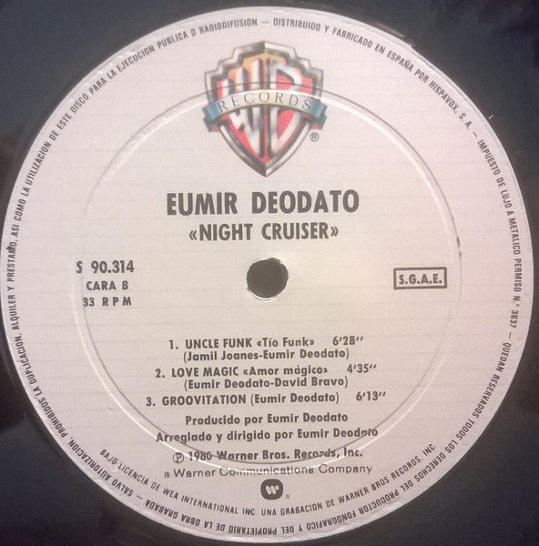 Deodato - Night Cruiser - Mint- LP Record 1980 Warner Bros Spain Vinyl - Jazz-Funk / Disco - Shuga Records