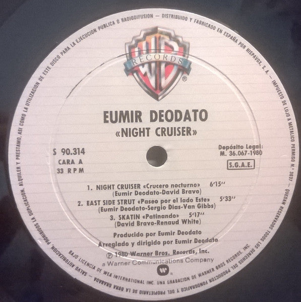 Deodato - Night Cruiser - Mint- LP Record 1980 Warner Bros Spain Vinyl - Jazz-Funk / Disco - Shuga Records