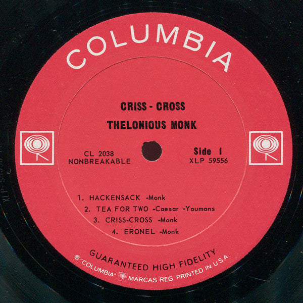 Thelonious Monk - Criss-Cross - VG LP Record 1963 Columbia USA Original Mono Vinyl - Jazz / Post Bop - Shuga Records