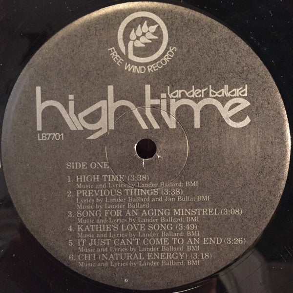 Lander Ballard - High Time - VG+ LP Record 1977 Free Wind USA Vinyl - Psychedelic Rock / Psychedelic Rock - Shuga Records