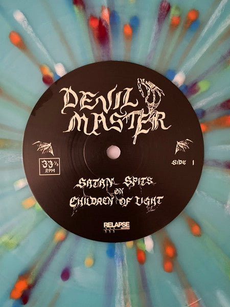 Devil Master - Satan Spits On Children Of Light (2019) - New LP Record 2022 Relapse USA Electric Blue With Rainbow Splatter Vinyl & Poster - Black Metal / Punk / Deathrock - Shuga Records