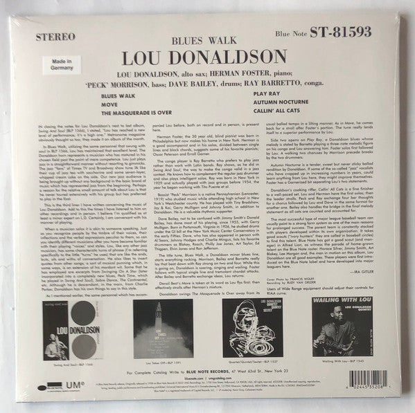 Lou Donaldson - Blues Walk (1958) - New LP Record 2022 Blue Note 180 gram Vinyl - Jazz / Hard Bop - Shuga Records