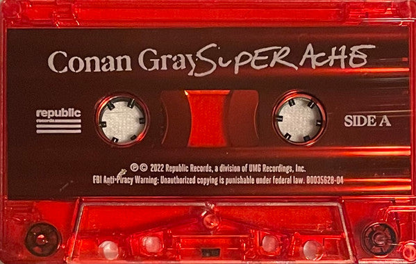 Conan Gray - Superache - New Album Cassette 2022 Republic Clear Red Tape - Indie Pop - Shuga Records