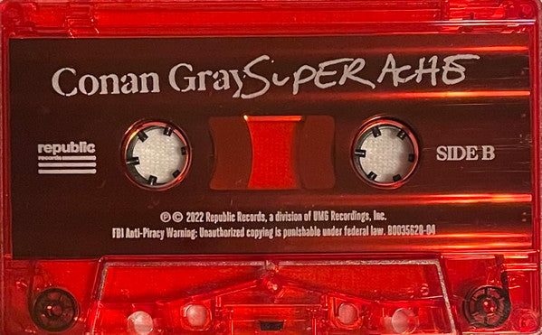 Conan Gray - Superache - New Album Cassette 2022 Republic Clear Red Tape - Indie Pop - Shuga Records