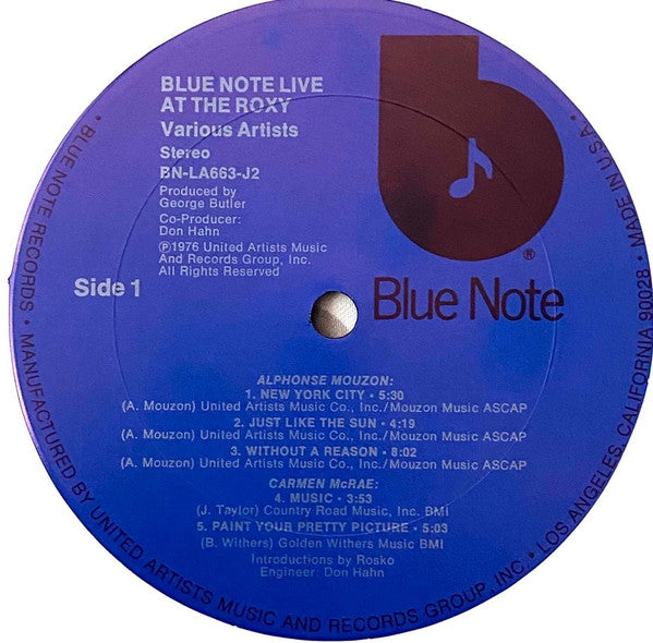 Various - Blue Note Live At The Roxy - VG+ 2 LP Record 1976 Blue Note USA Vinyl - Jazz / Jazz-Funk / Soul-Jazz - Shuga Records