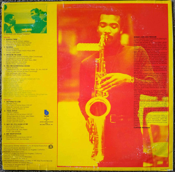 Ronnie Laws & Pressure - Pressure Sensitive - VG+ LP Record 1975 Blue Note USA Original Vinyl - Jazz / Jazz-Funk - Shuga Records