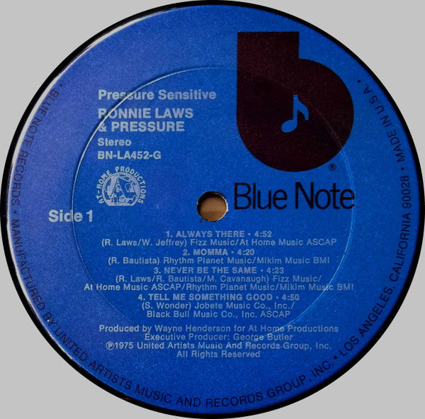 Ronnie Laws & Pressure - Pressure Sensitive - VG+ LP Record 1975 Blue Note USA Original Vinyl - Jazz / Jazz-Funk - Shuga Records
