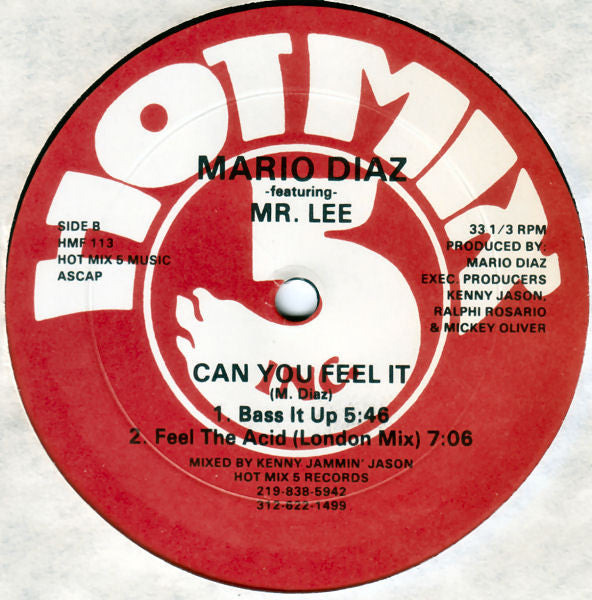 Mario Diaz Featuring Mr. Lee - Can You Feel It - VG+ 12" Single Record 1988 Hot Mix 5 USA Vinyl - Chicago House / Acid House - Shuga Records