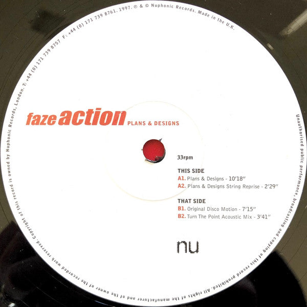 Faze Action – Plans & Designs - VG 2 LP Record 1997 Nuphonic UK Vinyl - House / Disco - Shuga Records