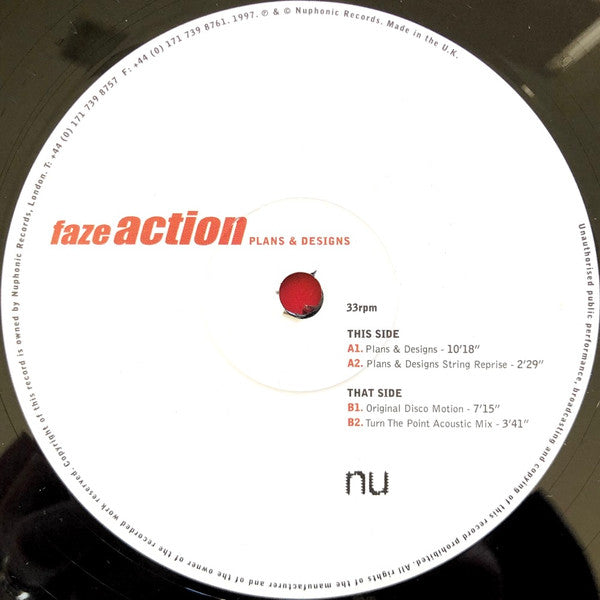 Faze Action – Plans & Designs - VG 2 LP Record 1997 Nuphonic UK Vinyl - House / Disco