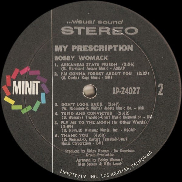 Bobby Womack - My Prescription - Mint- LP Record (VG- low grade cover) 1970 Minit USA Original Press RARE Vinyl - Soul / Rhythm & Blues - Shuga Records
