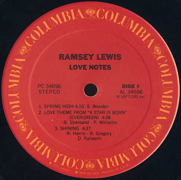 Ramsey Lewis - Love Notes - VG+ LP Record 1977 Columbia USA Vinyl - Jazz-Funk / Soul-Jazz - Shuga Records