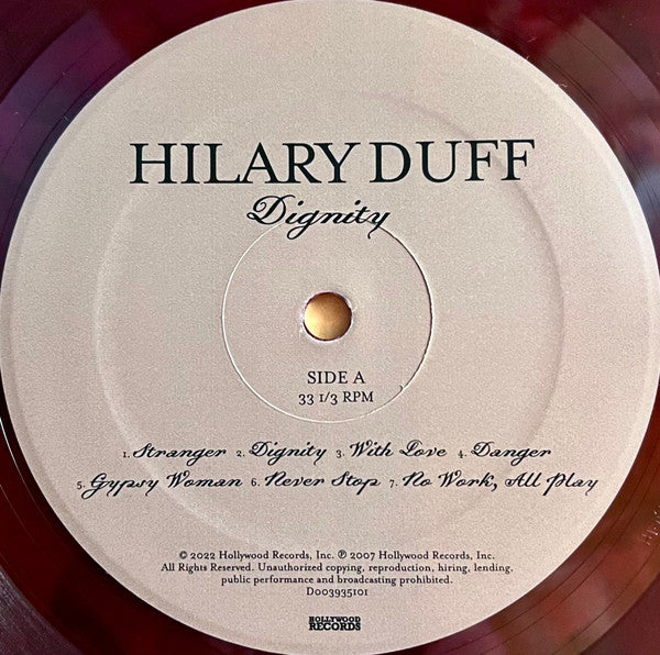 Hilary Duff - Dignity - New LP Record 2022 Hollywood Records Merlot With Black Swirl Vinyl - Pop / Dance-pop - Shuga Records