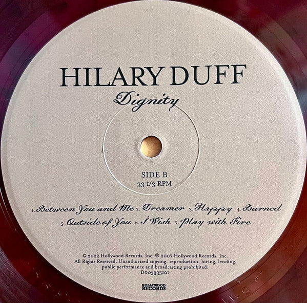 Hilary Duff - Dignity - New LP Record 2022 Hollywood Records Merlot With Black Swirl Vinyl - Pop / Dance-pop - Shuga Records