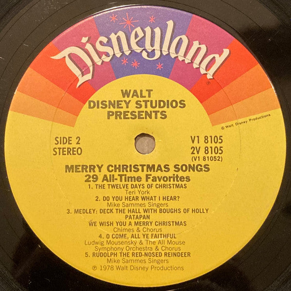 Various - Walt Disney Studios Presents Merry Christmas Songs - VG+ 2 LP Record 1978 Disneyland USA Vinyl - Children's / Holiday - Shuga Records