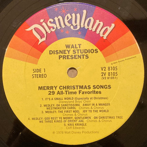 Various - Walt Disney Studios Presents Merry Christmas Songs - VG+ 2 LP Record 1978 Disneyland USA Vinyl - Children's / Holiday - Shuga Records