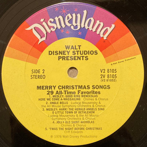 Various - Walt Disney Studios Presents Merry Christmas Songs - VG+ 2 LP Record 1978 Disneyland USA Vinyl - Children's / Holiday - Shuga Records