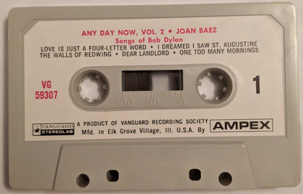 Joan Baez - Any Day Now, Vol.2 (Songs Of Bob Dylan) - VG+ Cassette 1968 Vanguard AMPEX Tape & Clamshell Case - Fold Rock / Folk - Shuga Records