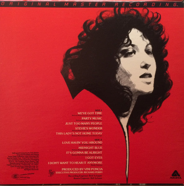 Melissa Manchester - Melissa - Mint- LP Record 1980 MFSL Mobile Fidelity Sound Lab Original Master Recording Japan vinyl & Insert - Pop Rock / Soft Rock - Shuga Records
