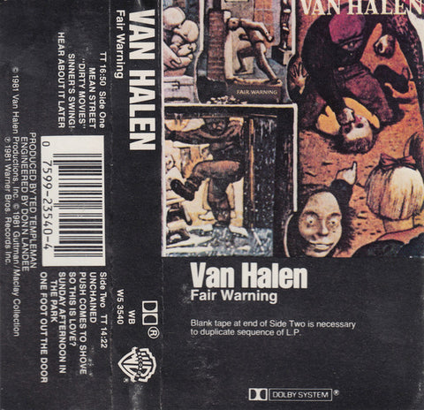 Van Halen – Fair Warning - Used Cassette 1981 Warner Bros. Tape - Hard Rock