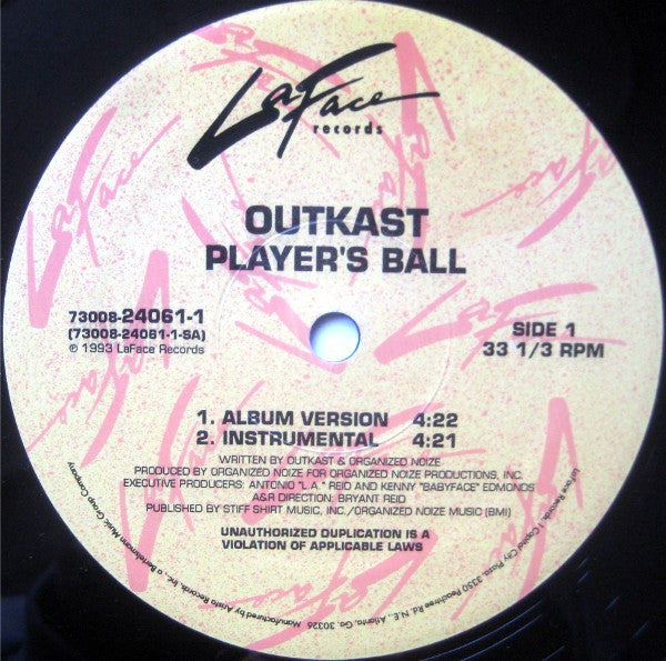 OutKast - Player's Ball - VG 12" Single Record 1993 LaFace USA Original Vinyl - Hip Hop - Shuga Records