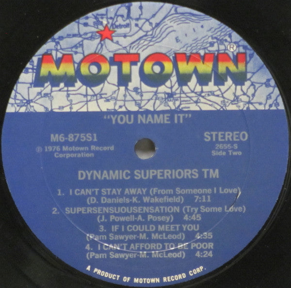 Dynamic Superiors - You Name It - VG+ LP Record 1976 Motown USA Original Vinyl - Soul / Funk / Disco - Shuga Records